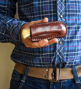 Belt clip leather sheath for Buck 110 folding hunter, folding knife case, pocket knife leather case, Buck case