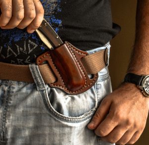 Pancake leather sheath for Buck 110 folding hunter , custom leather knife case, Buck knife holster, every day carry knife, handmade sheath