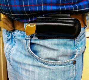 Horizontal Carry Friction sheath with belt loop Buck 110 folding hunter, Buck custom leather sheath, pocket knife leather case, EDC knife